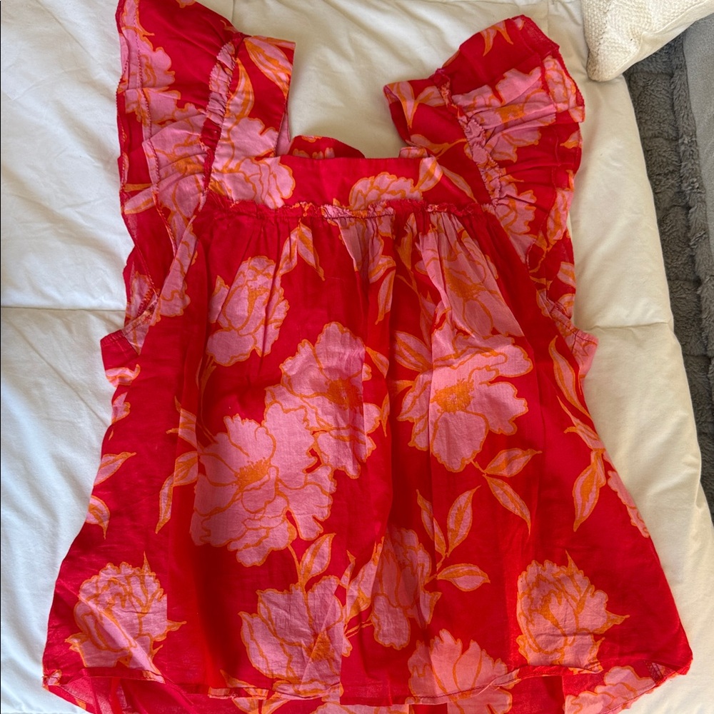 Olivaceous Red and Pink Floral Blouse